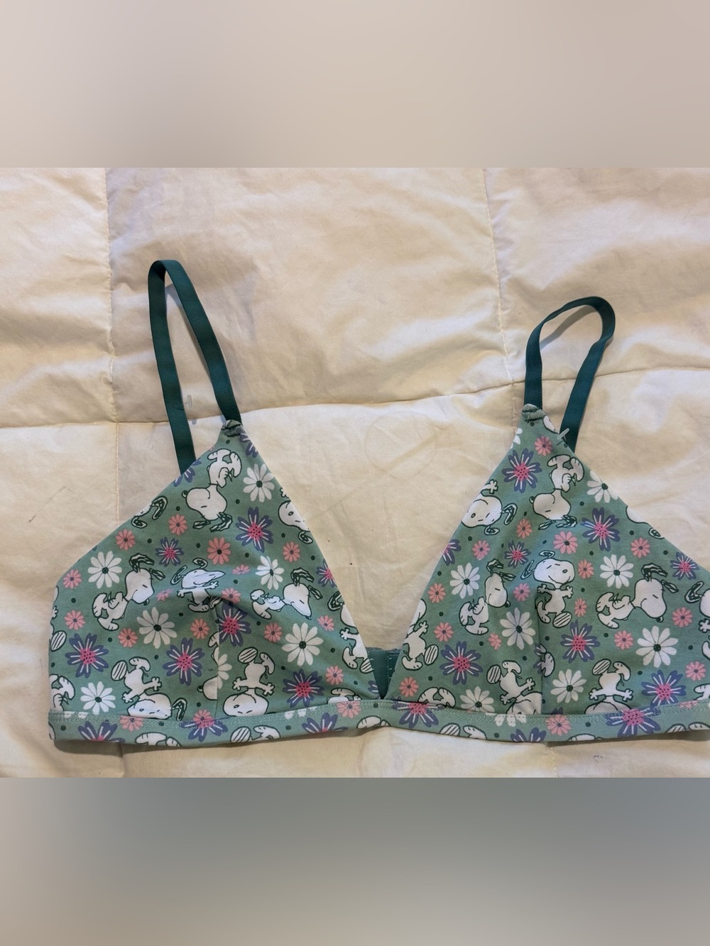 Size XL no Women’s Green Floral Snoopy Bralette Comfortable Breathable Cotton